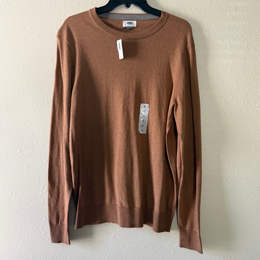 Old Navy Mens Brown Crew Neck Cotton Blend Lightweight Knit Sweater Size M NWT
